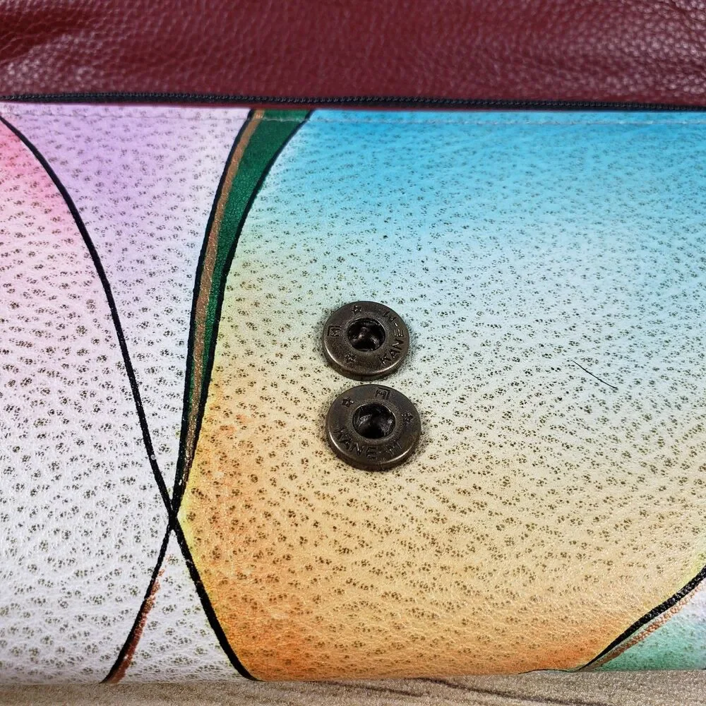Anushka By Anna Stained Glass Art Dragonfly Genuine Leather Multi Pocket Wallet